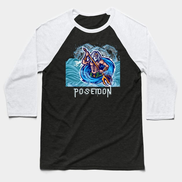 Poseidon Design Baseball T-Shirt by TASKARAINK